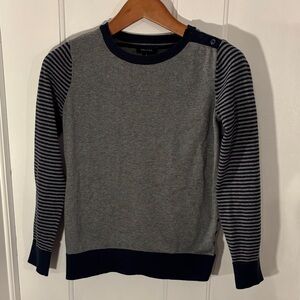 Nautica Women’s Striped Gray and Navy Crewneck Sweater